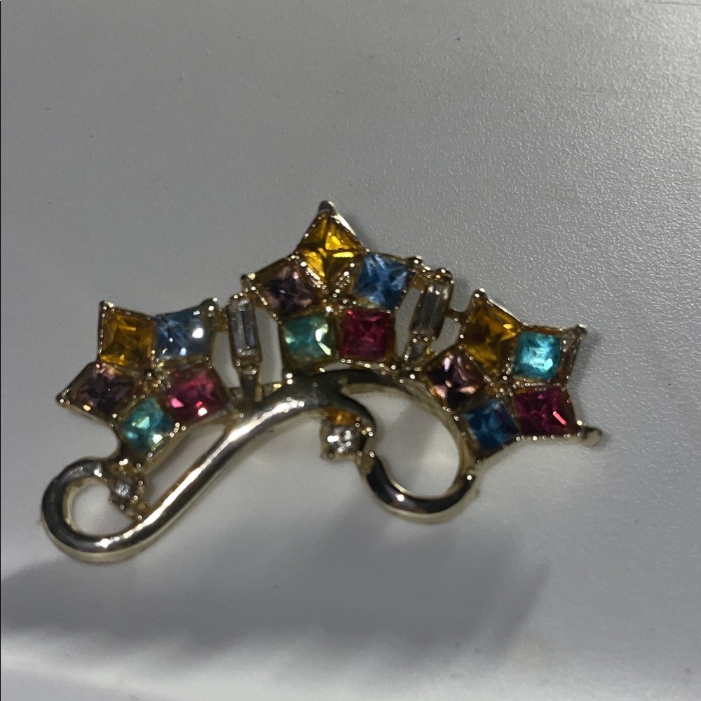 Gold Multi-Color Crystal Brooch - Fashion Women’s Jewelry
